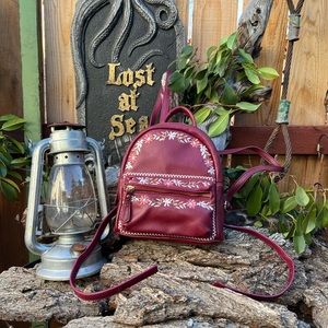 Cute Embroidered Maroon Backpack